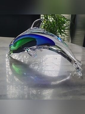 Large Glass Dolphin Figurine